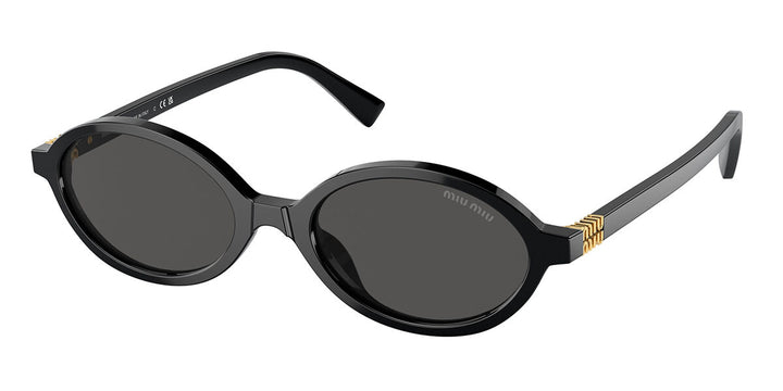 Miu Miu MU04ZS Black Gold Oval Sunglasses