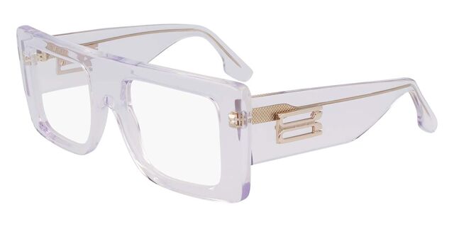 Victoria Beckham VB677S clear blue-light rectangular eyeglass frames with gold hinge detail