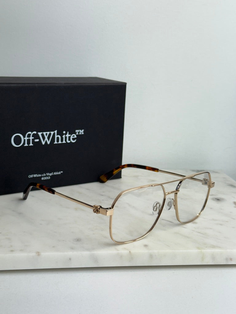 Off White Style 7J Pilot Eyeglasses Frames in Gold