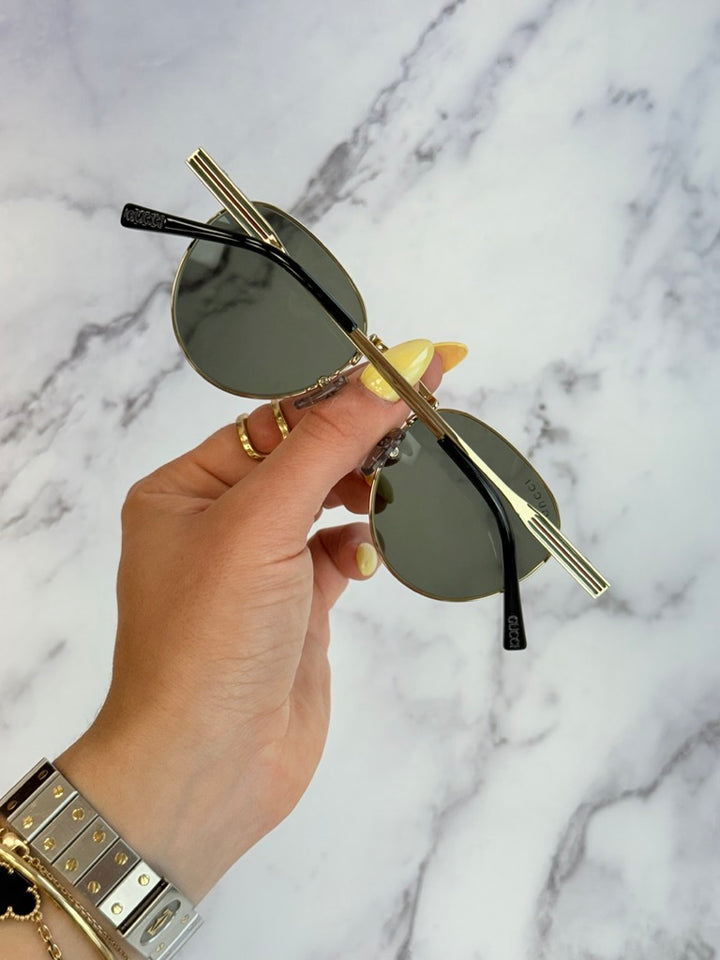 Gucci GG1875S Round Sunglasses in Gold Grey
