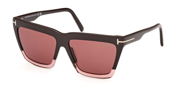 Tom Ford Eden FT1110 sunglasses with dark brown frame and rose tinted lenses