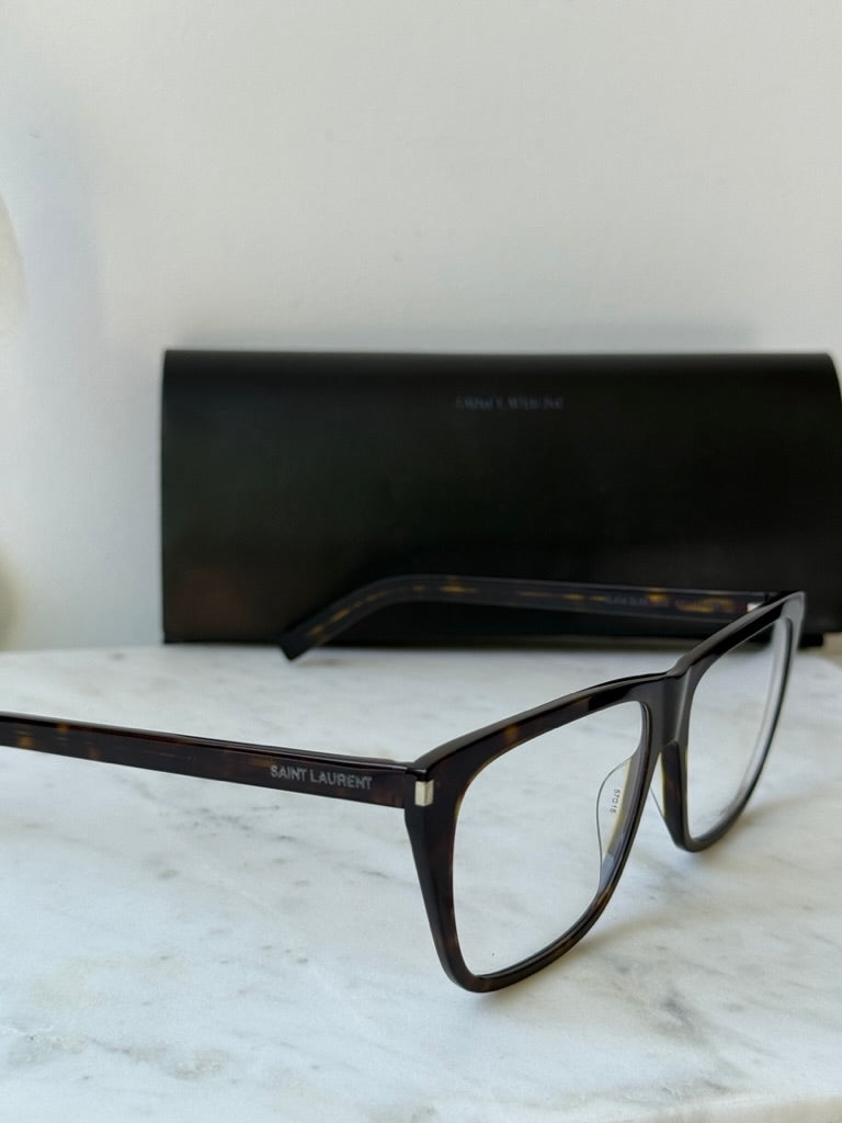 Saint Laurent SL434 Slim Eyeglasses Frames in Havana Brown