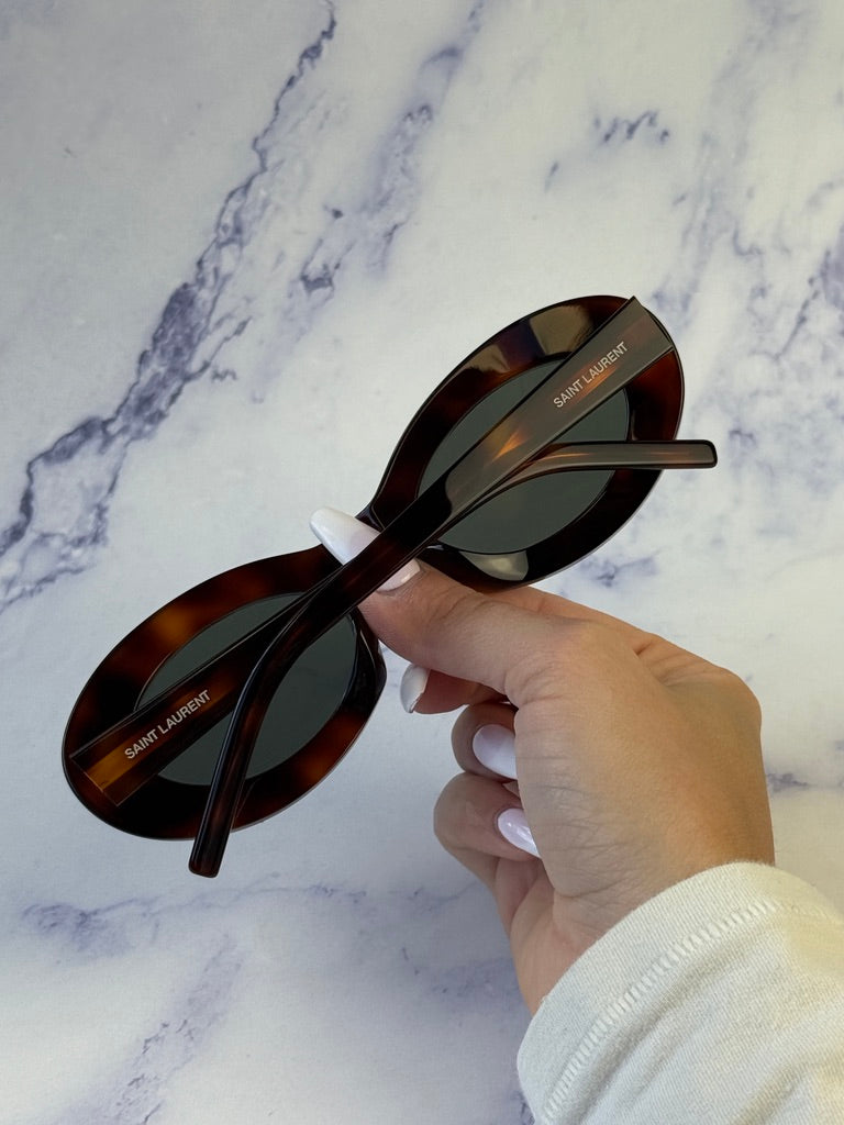 Saint Laurent SL594 Oval Sunglasses in Havana Brown