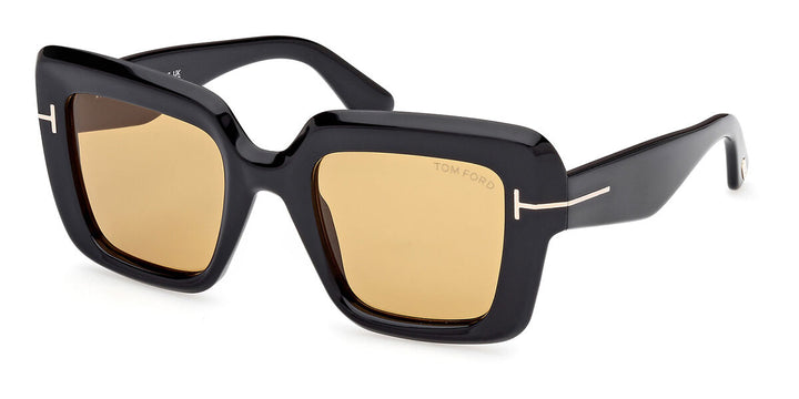 Tom Ford Esme FT1157 Square Sunglasses in Black Yellow Lens