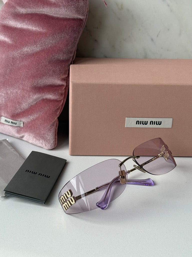 Miu Miu MU A51S Pink Rimless Mask Sunglasses