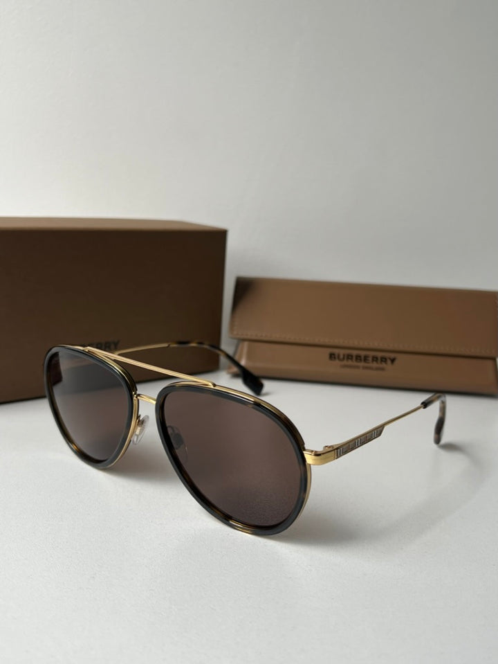 Burberry BE3125 Oliver Aviator Sunglasses in Brown Gold