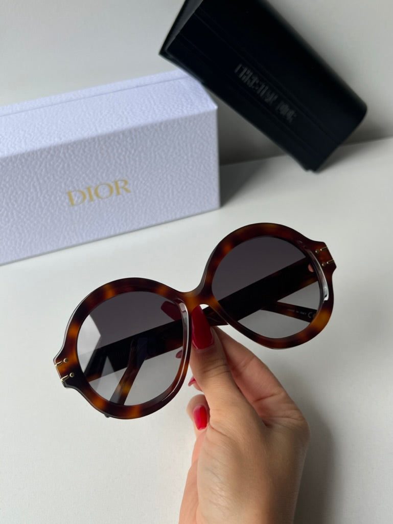 Dior DiorSignature R1U Round Sunglasses in Havana Brown