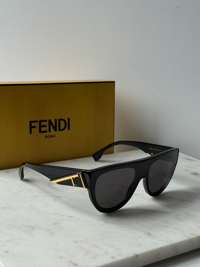 Fendi FE40040U Gafas de sol redondas negras con espejo 