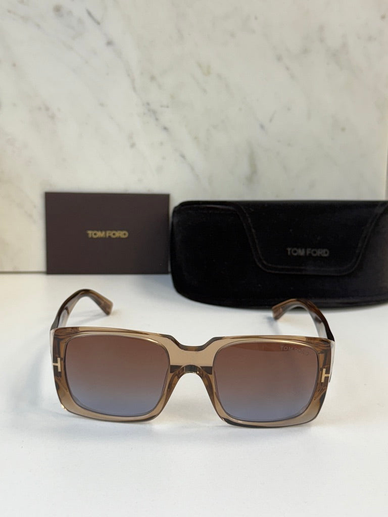 Tom Ford Ryder FT1035 Square Sunglasses in Shiny Light Brown