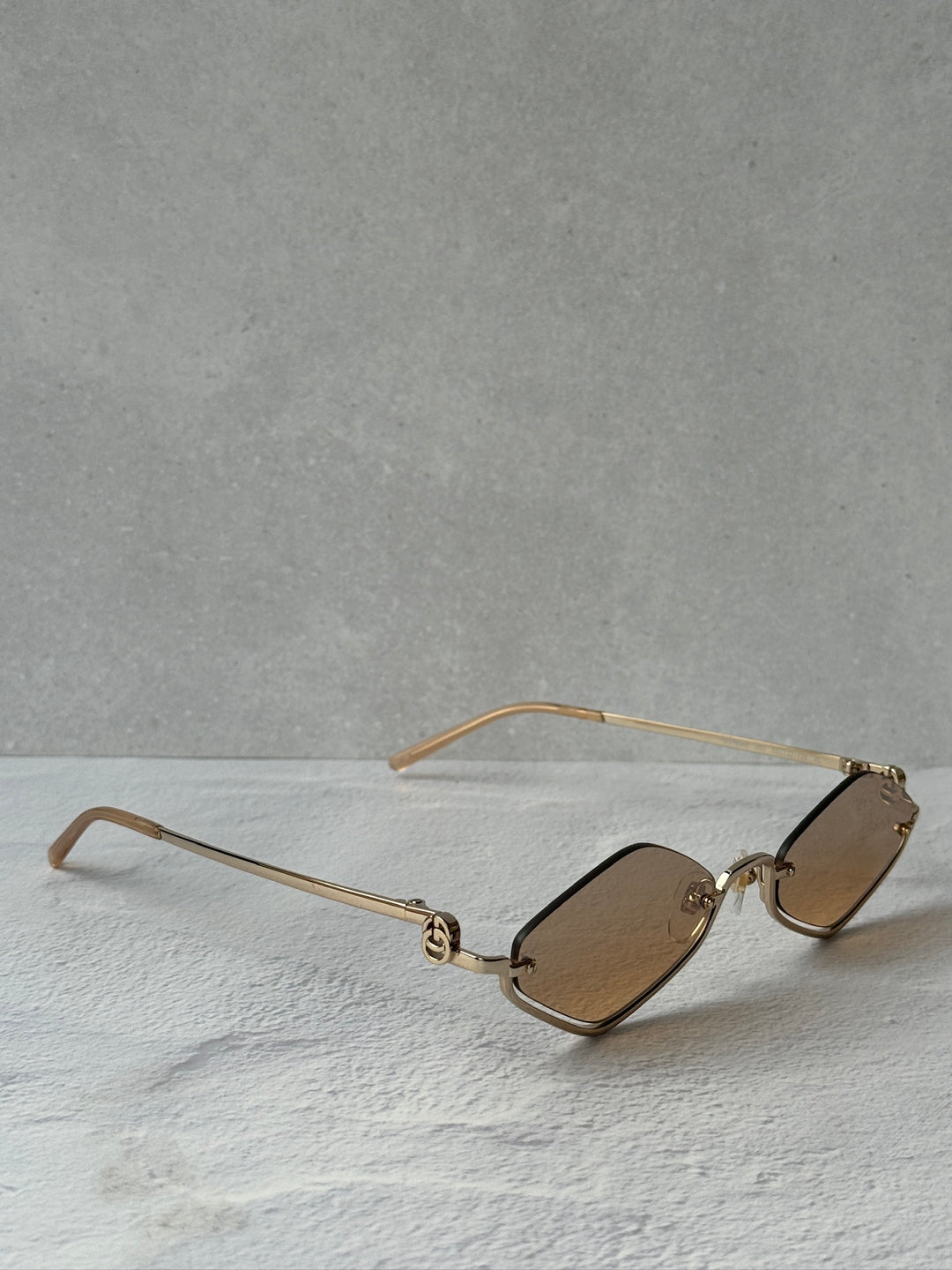 Gucci GG1604S Half Rim Sunglasses in Gold Brown