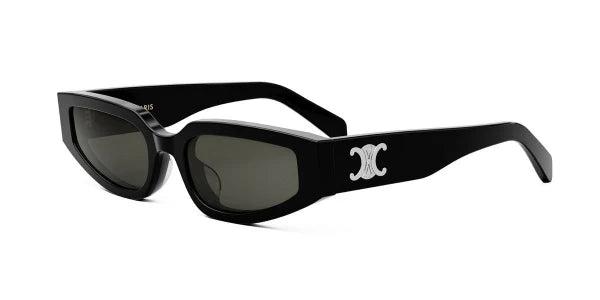 Celine Triomphe black cat-eye sunglasses with dark lenses and logo on temple