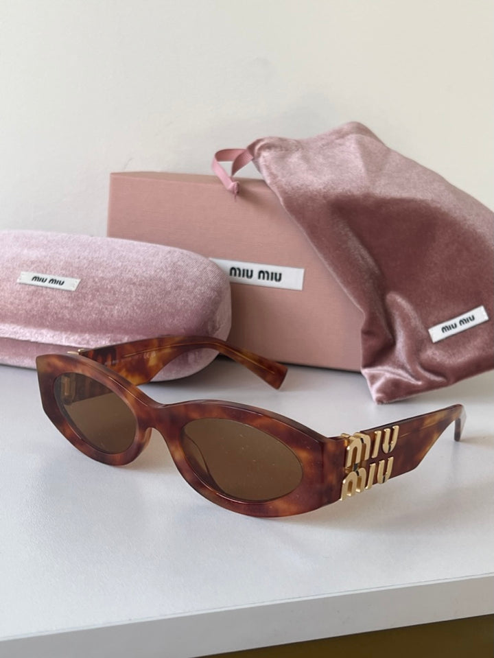 Miu Miu MU11WS Havana Brown Oval Sunglasses