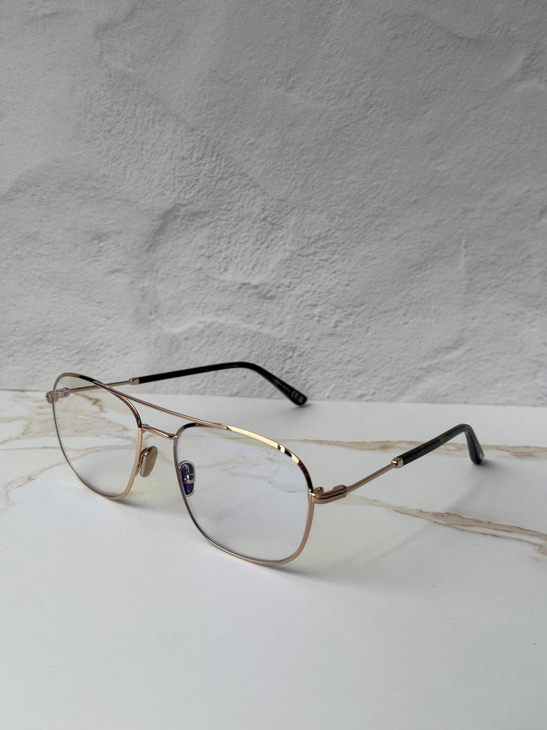 Tom Ford FT5830-B Rose Gold Aviator Bluelight Frames