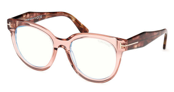 Tom Ford FT5987-B Oversized Bluelight Frames in Transparent Pink