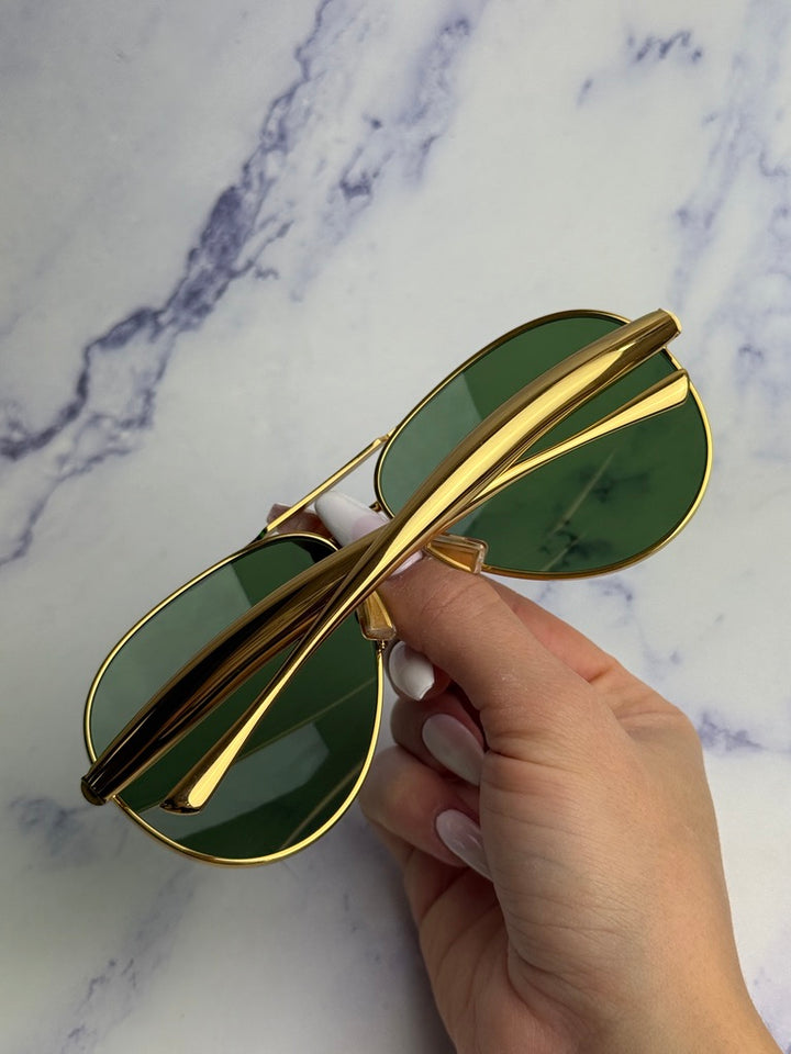 Bottega Veneta BV1305S Sardine Aviator Sunglasses in Gold