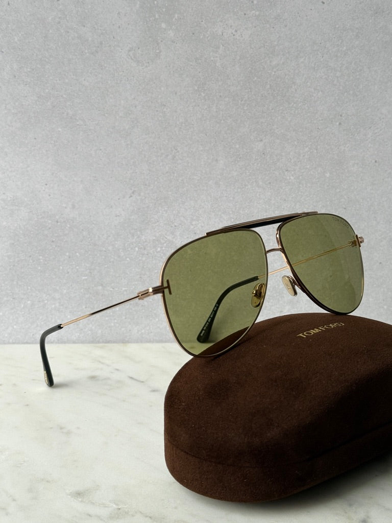 FT1018 Brady Aviator Sunglasses in Gold Green
