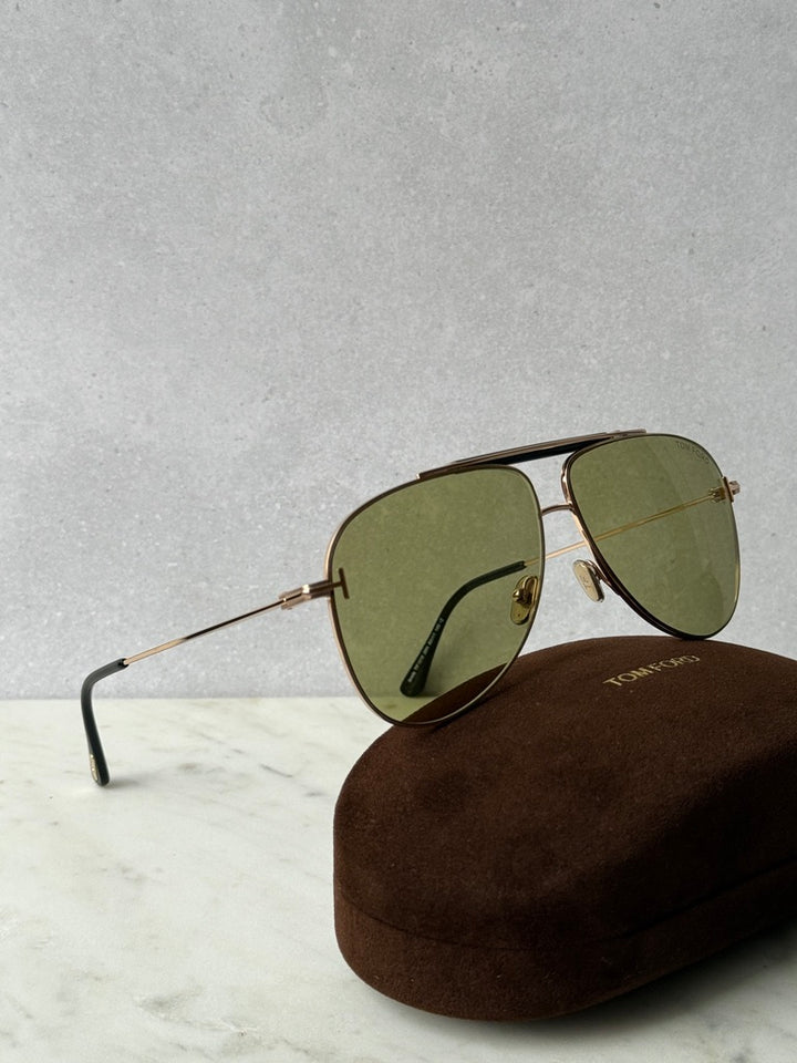 FT1018 Brady Aviator Sunglasses in Gold Green