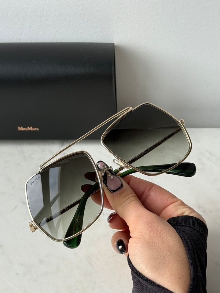 Max Mara MM0102 Sunglasses in Gold Green