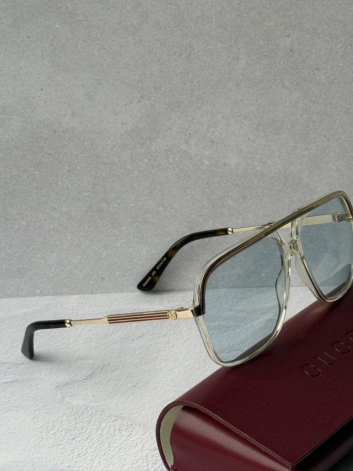 Gucci GG0200S Aviator Sunglasses in Transparent Blue