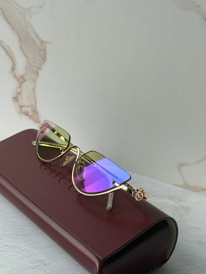 GG1603S Half Rim Sunglasses in Gold Pink Mirror