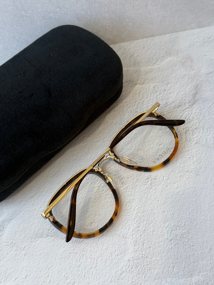 Gucci GG0675O Round Metal Eyeglasses Frames in Havana Brown