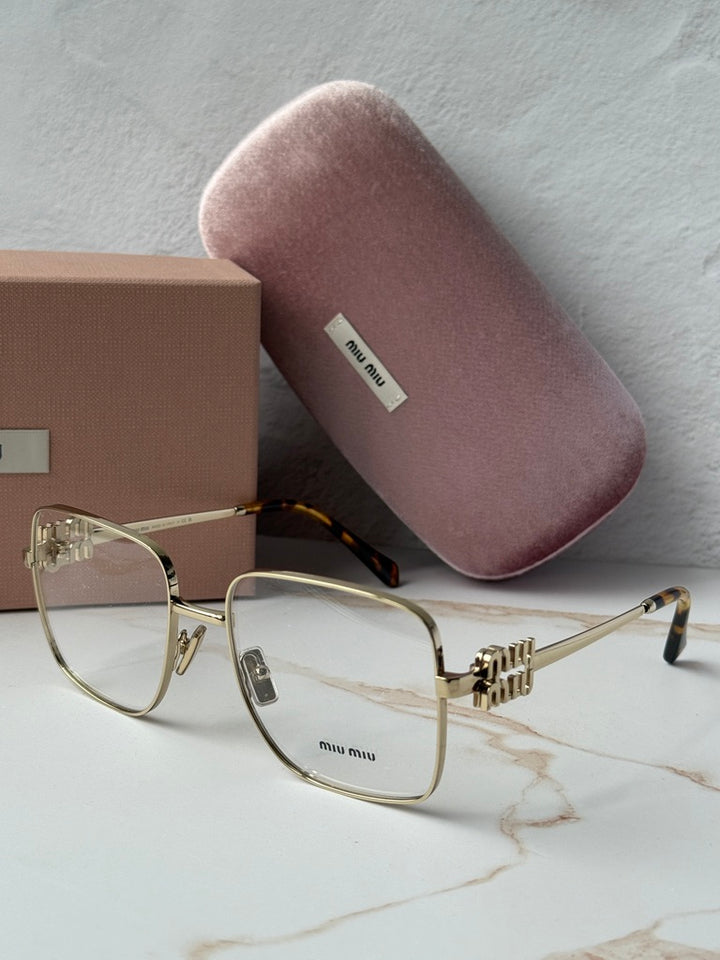 Miu Miu MU51XV Gold Oversized Square Eyeglasses Frames