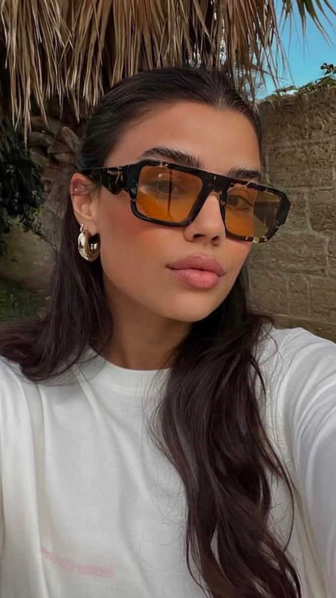 Prada PR A05S Aviator Sunglasses in Tortoise Yellow