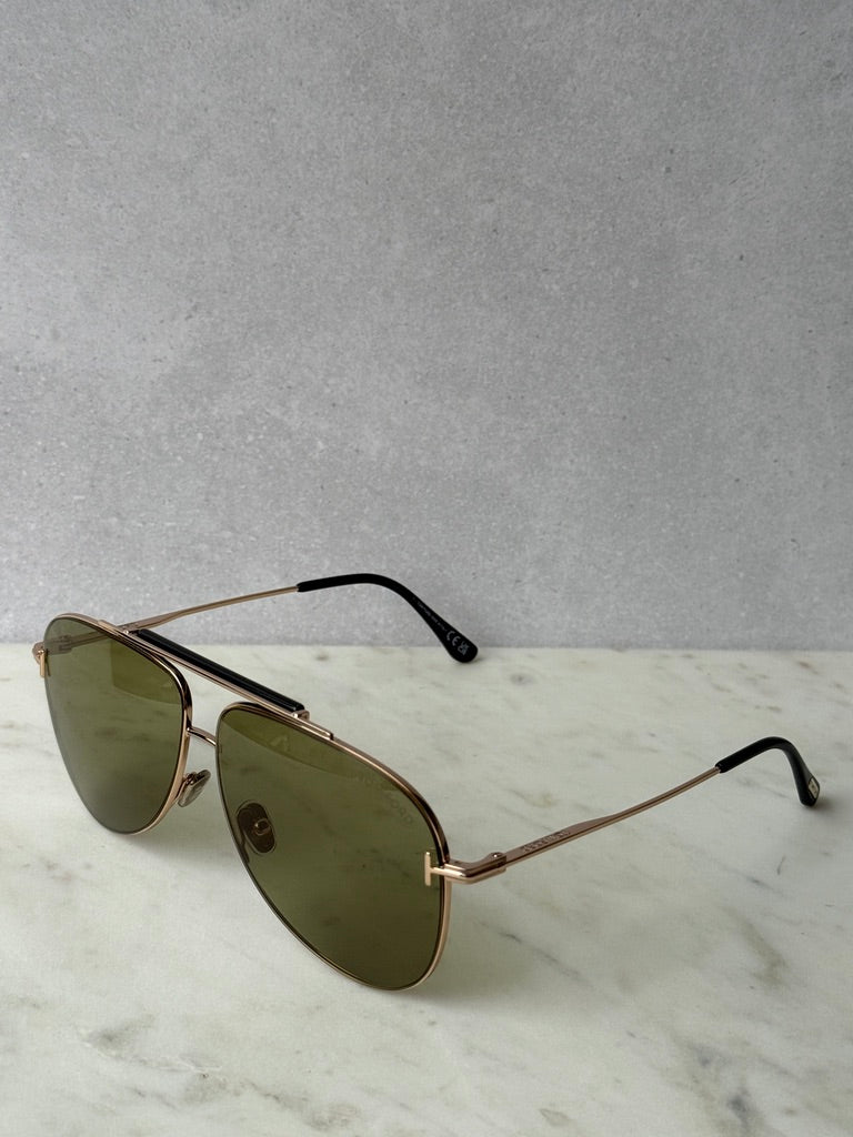 FT1018 Brady Aviator Sunglasses in Gold Green