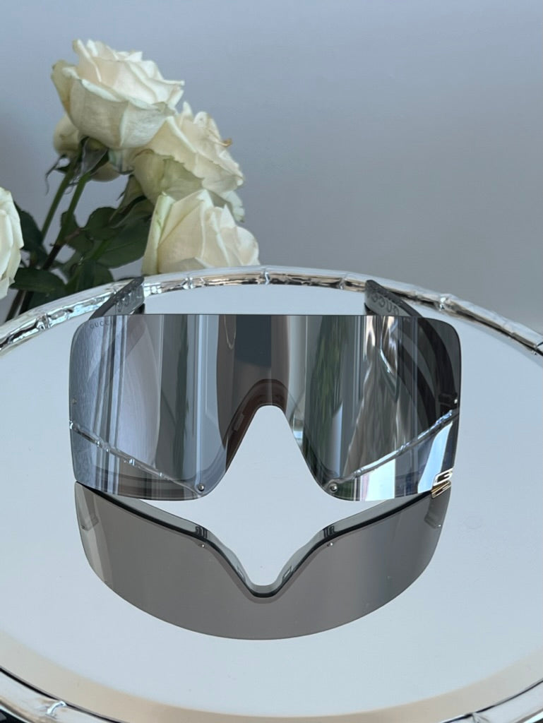 Gucci GG1631S Silver Mirror Shield Sunglasses