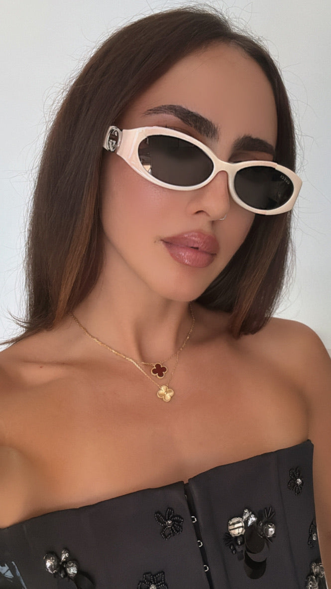 Gucci GG1660S Oval Sunglasses in Ivory White