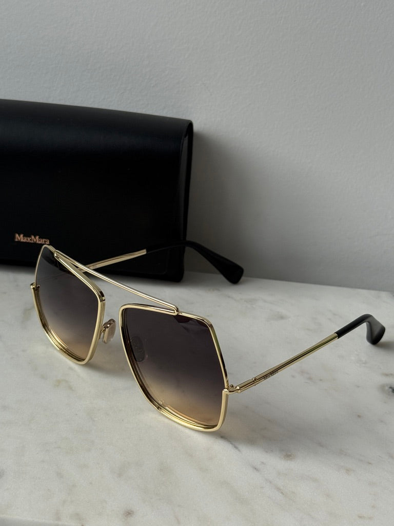 Max Mara MM0102 Sunglasses in Gold Smoke