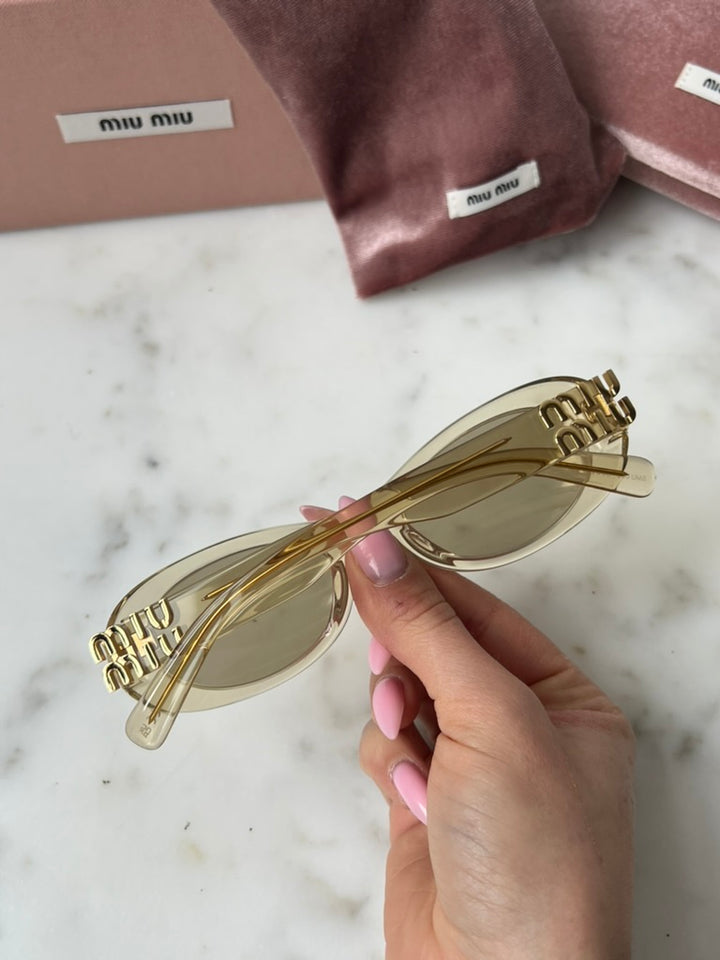 Miu Miu MU08ZS Sand Gold Slim Sunglasses