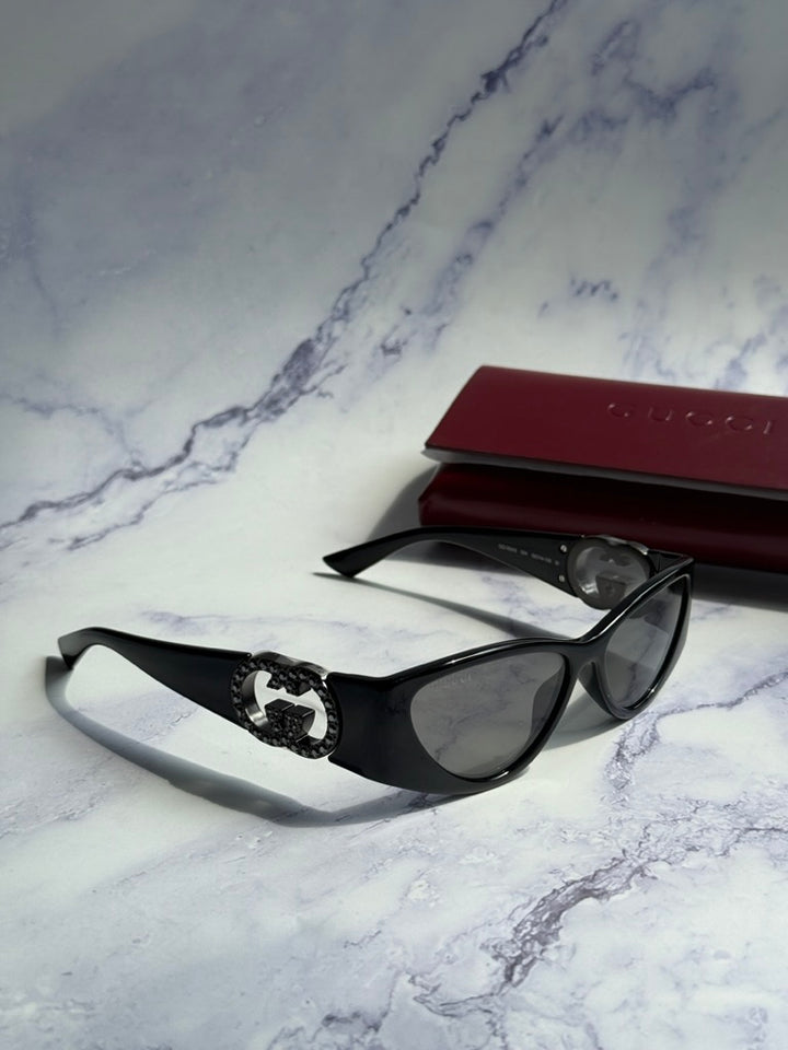 Gucci GG1824S Cat Eye Sunglasses in Black Silver Crystal