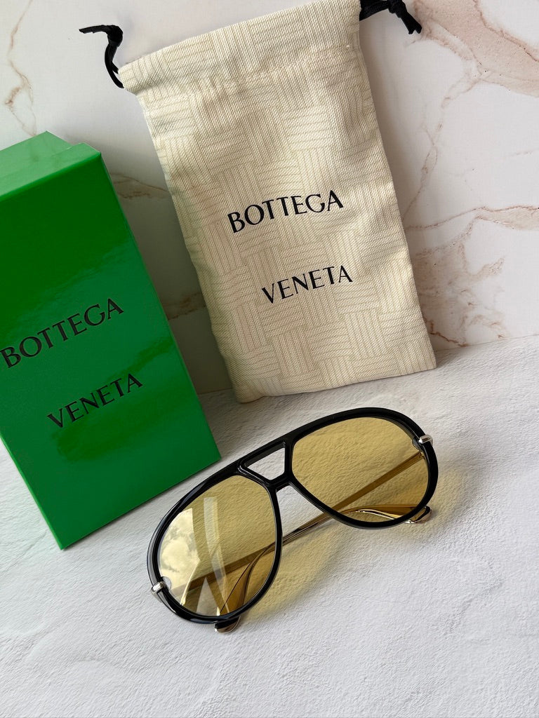 Bottega Veneta BV1274S Black Aviator Sunglasses