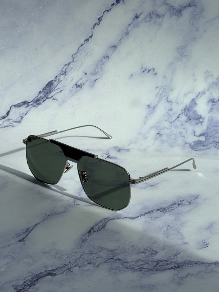 Bottega Veneta BV1036S Aviator Sunglasses in Silver