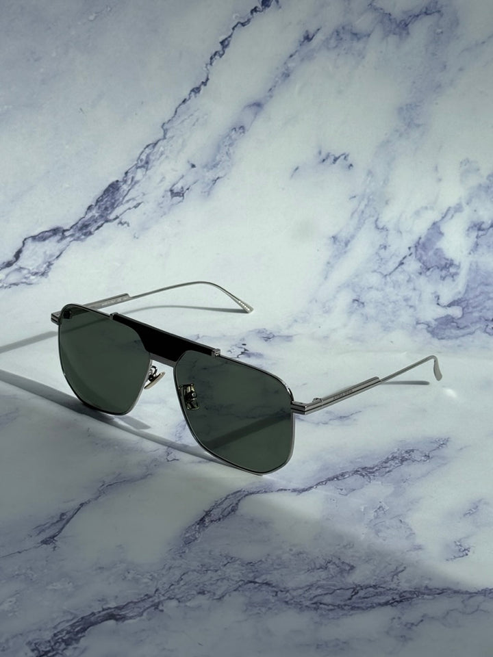 Bottega Veneta BV1036S Aviator Sunglasses in Silver