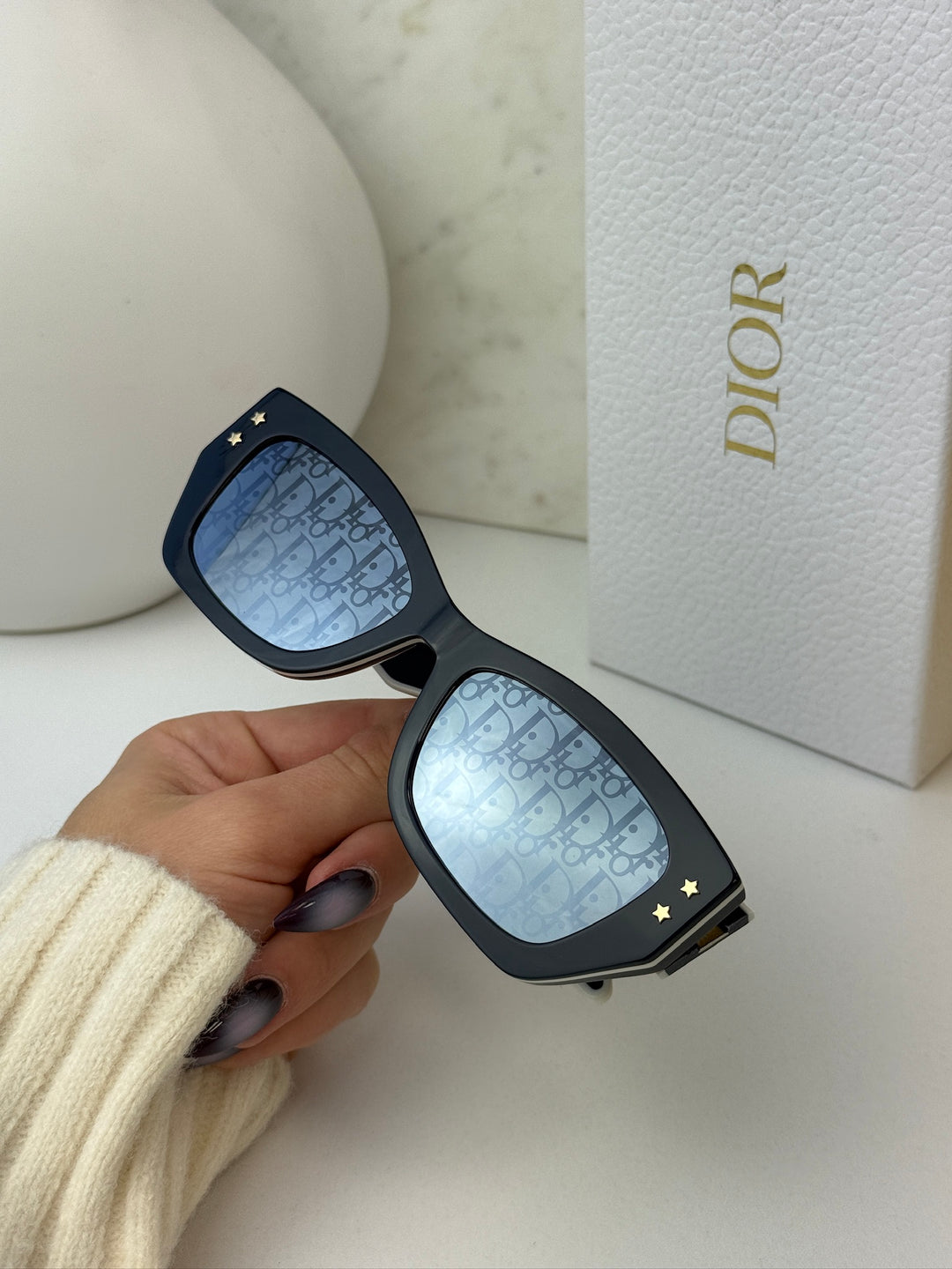 Dior Pacific S2U Cat Eye Sunglasses in Navy Logo Mirror