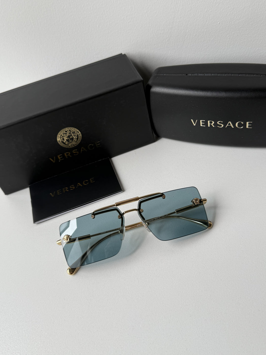 Versace VE2245 Blue Square Medusa Sunglasses