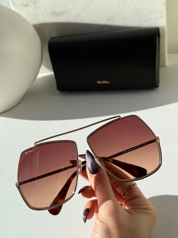 Max Mara MM0006/S Elsa Oversized Sunglasses in Gold Brown