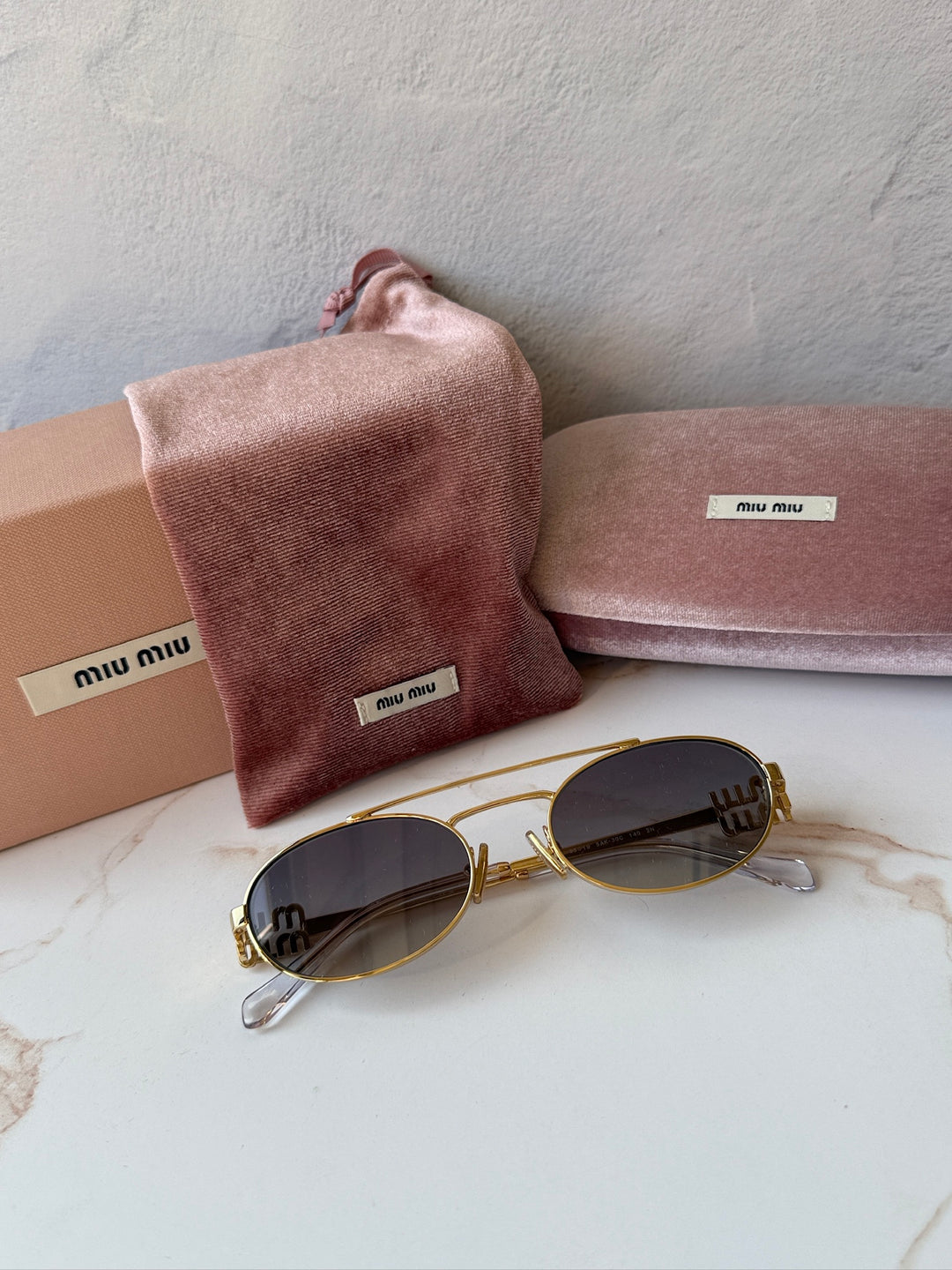 Miu Miu MU54ZS Sunglasses in Antique Gold Grey
