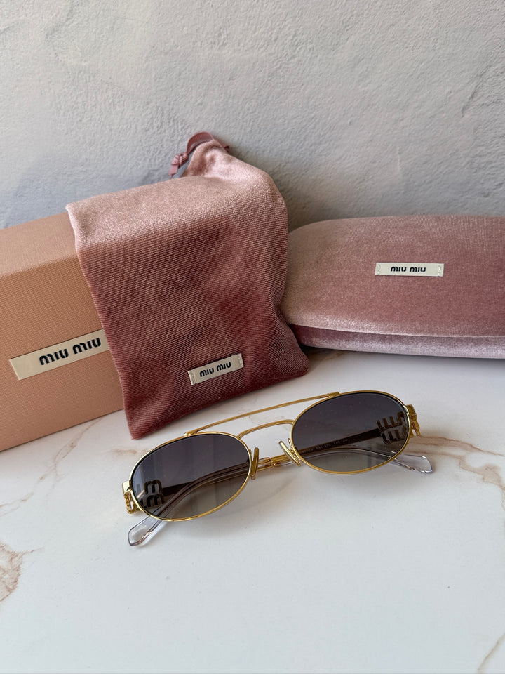 Miu Miu MU54ZS Sunglasses in Antique Gold Grey