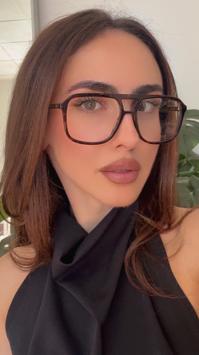 Gucci GG1078O Brown Havana Pilot Frames