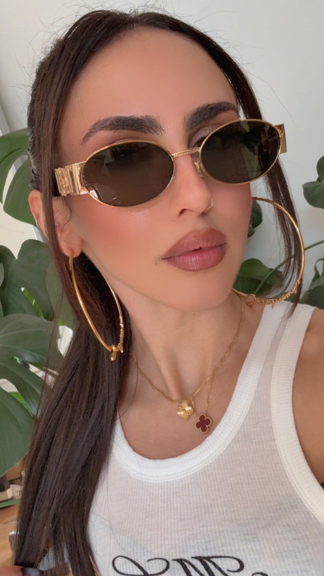 Versace VE2299 Oval Medusa Sunglasses in Gold Green