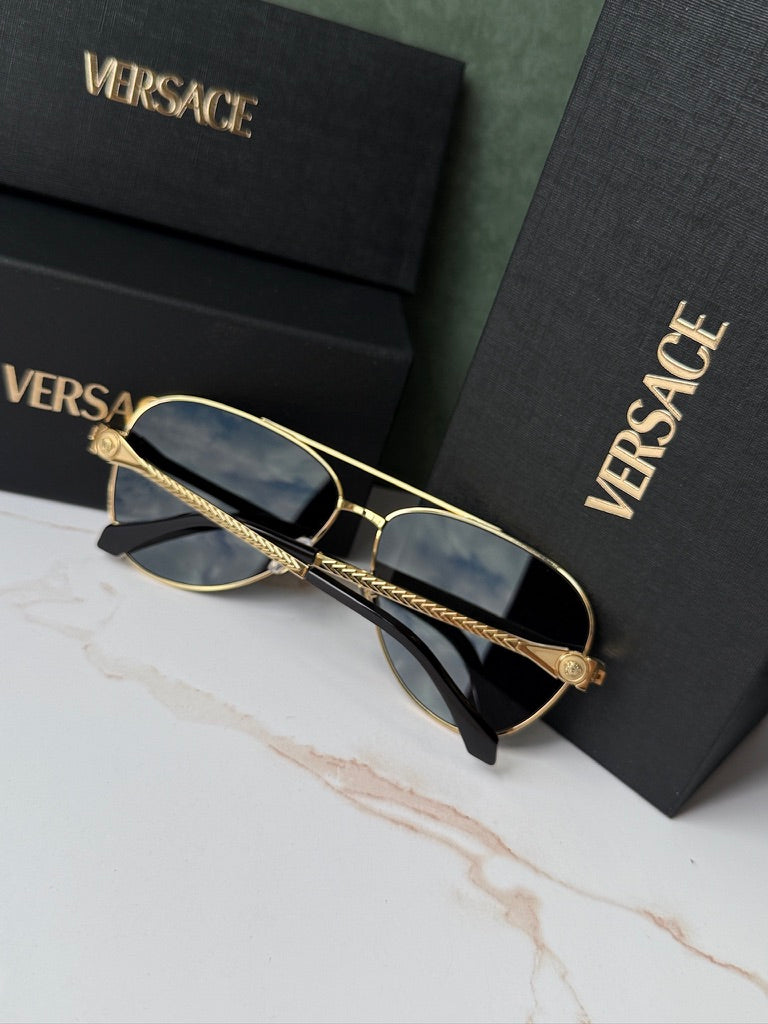 Versace VE2283 Aviator Sunglasses in Gold Grey
