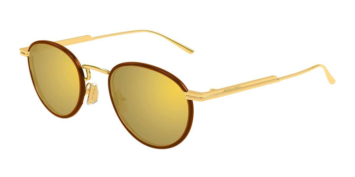 Bottega Veneta BV1389S Round Sunglasses in Gold Mirror