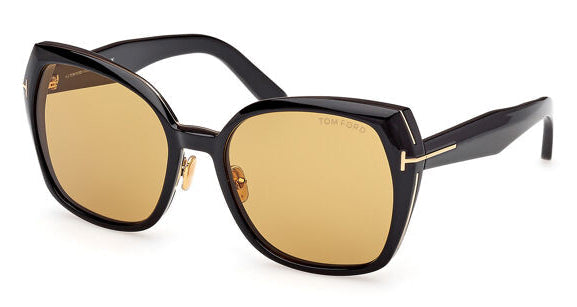 Tom Ford Plum FT1223 Black Yellow Oversized Sunglasses