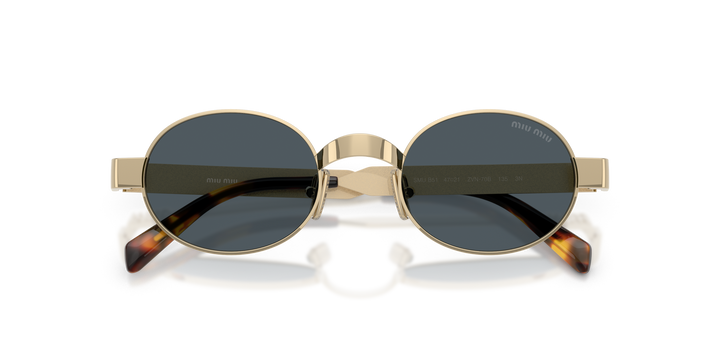 Miu Miu MU B51S Gold Blue Oval Sunglasses