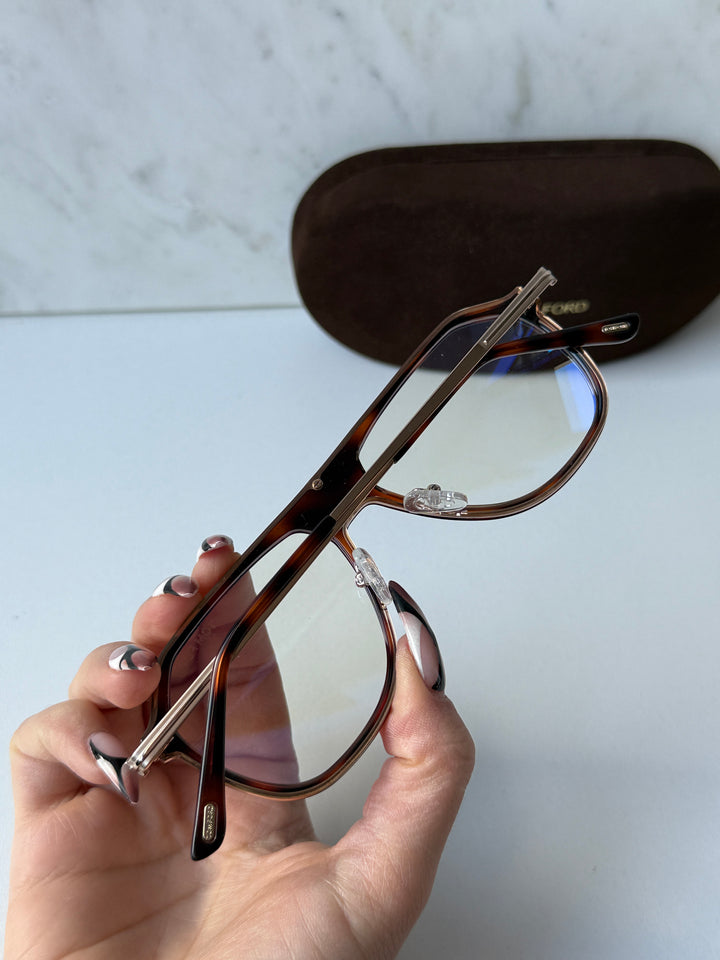 Tom Ford FT5943-B Brown Aviator Bluelight Frames