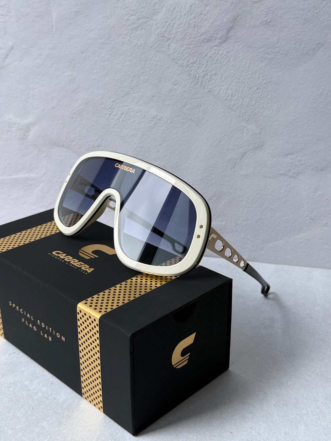 Carrera Flaglab 17 Oversized Mask Sunglasses in White
