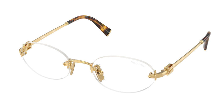 Miu Miu MU A54S Gold Bluelight Oval Rimless Sunglasses